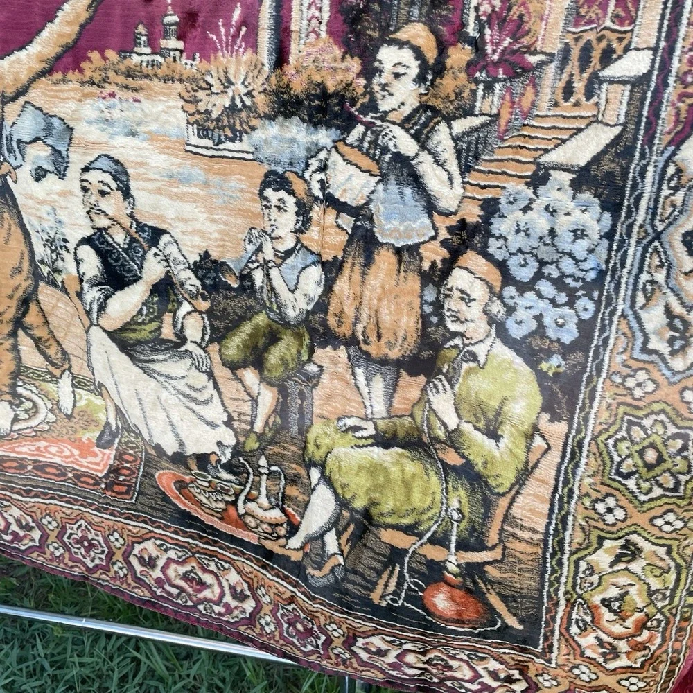 Vintage Velvet Wall Tapestry Middle Eastern Dance Ceremony MCM 46x75inch